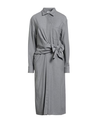 Antonelli Woman Midi Dress Grey Size 12 Virgin Wool, Viscose, Polyester, Elastane In Gray