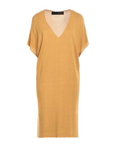 Messagerie Woman Mini Dress Mustard Size L/xl Viscose, Linen, Cotton In Nude