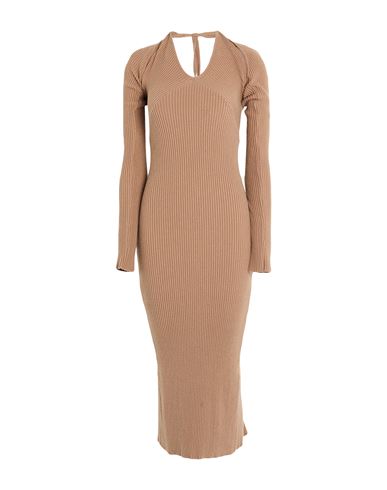 Akep Woman Midi Dress Camel Size 8 Viscose, Polyester, Polyamide In Brown
