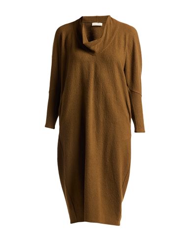 Gentryportofino Woman Midi Dress Khaki Size 12 Virgin Wool In Brown