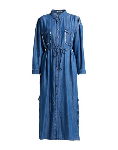 Max & Moi Woman Maxi Dress Blue Size 6 Tencel