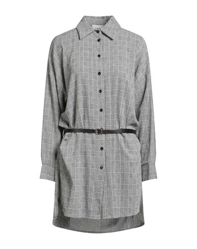 Haveone Woman Mini Dress Grey Size M Cotton, Polyester, Viscose In Gray