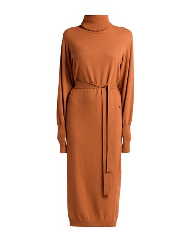 Ottod'ame Woman Midi Dress Rust Size 12 Merino Wool, Viscose, Polyamide, Cashmere