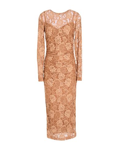 Dolce & Gabbana Woman Midi Dress Camel Size 6 Polyamide, Elastane In Sand