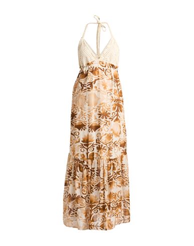 Kaos Jeans Woman Maxi Dress Camel Size 8 Cotton