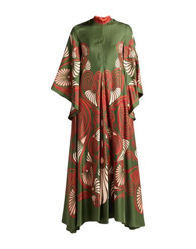 La Doublej La Double J Woman Maxi Dress Military Green Size Xl Silk In Green