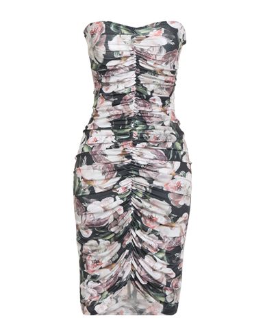 Norma Kamali Strapless Shirred Front Knee Length Dress In Multi