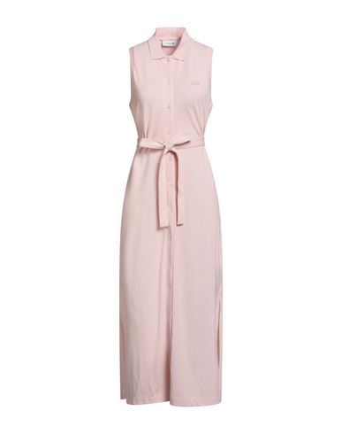 Lacoste Woman Midi Dress Light Pink Size 10 Cotton, Elastane