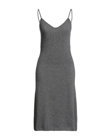 Alberta Ferretti Woman Midi Dress Grey Size 8 Virgin Wool, Cashmere