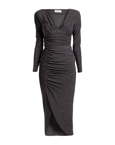 Chiara Boni La Petite Robe Woman Midi Dress Charcoal Size 10 Polyester, Viscose, Polyamide, Metallic