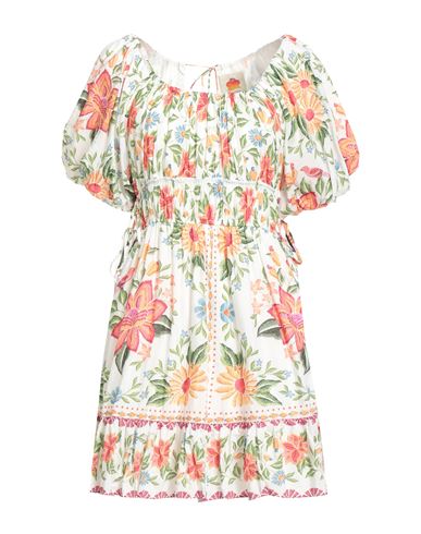 Farm Rio Woman Mini Dress Green Size L Cotton, Viscose