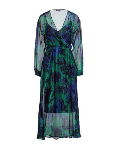 Liu •jo Woman Midi Dress Green Size 6 Silk, Viscose In Green