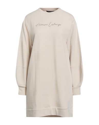 Armani Exchange Woman Mini Dress Cream Size L Cotton, Polyester