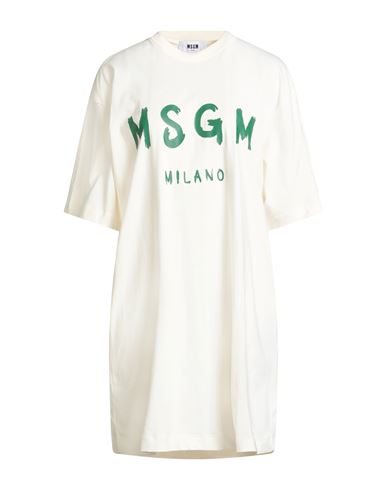 Msgm Woman Mini Dress Ivory Size Xl Cotton In White