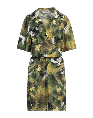 Iceberg Woman Mini Dress Military Green Size 6 Cotton, Aluminum