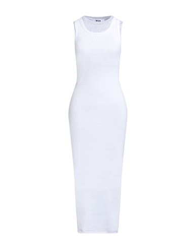 Msgm Woman Midi Dress White Size Xl Cotton, Elastane In White