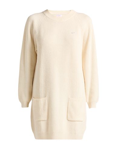 Sun 68 Woman Mini Dress Cream Size M Merino Wool, Viscose, Polyamide, Elastane