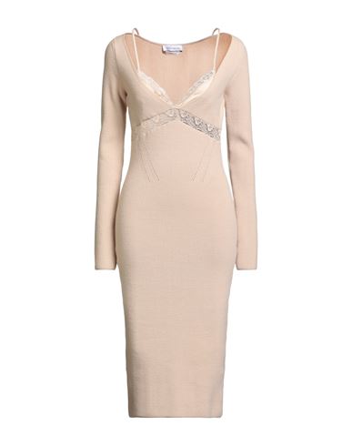 Blumarine Woman Midi Dress Beige Size 8 Polyamide, Acrylic, Wool, Polyester