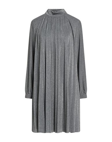 Croche Crochè Woman Mini Dress Silver Size L Polyester, Viscose, Polyamide, Metallic Polyester, Elastane In Gray