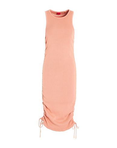 Hugo Boss Hugo Woman Midi Dress Mandarin Size M Cotton, Elastane In Orange