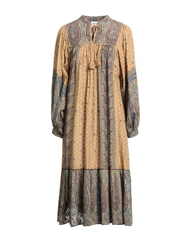 Antik Batik Woman Midi Dress Beige Size 8 Cotton In Brown