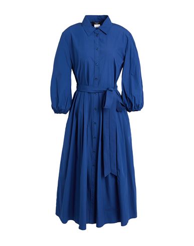 Weekend Max Mara Woman Midi Dress Navy Size 12 Cotton In Blue