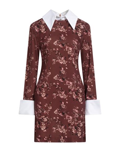 Mar De Margaritas Woman Mini Dress Brown Size L Viscose, Cotton In Brown