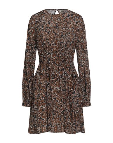 Ottod'ame Woman Mini Dress Black Size 10 Viscose In Brown