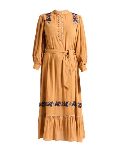 Antik Batik Woman Midi Dress Camel Size 10 Cotton