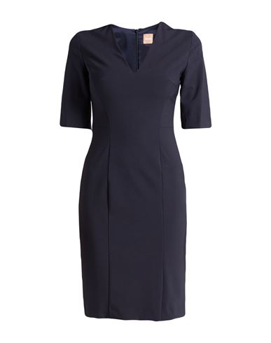 Hugo Boss Boss Woman Midi Dress Navy Size 6 Virgin Wool, Elastane In Blue