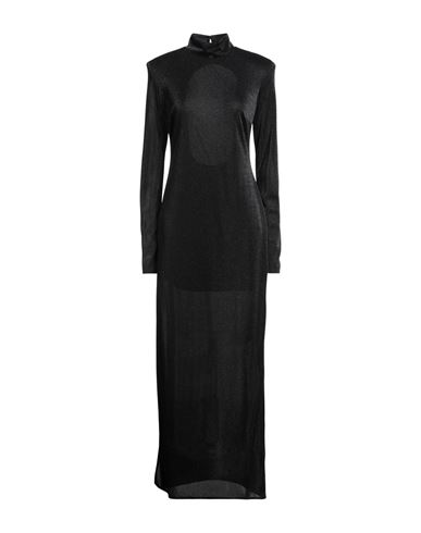 Simona Corsellini Party Edition Woman Maxi Dress Black Size 12 Polyamide, Metallic Fiber In Black