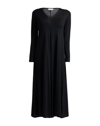 Rossopuro Woman Midi Dress Black Size Xl Wool, Silk, Cashmere