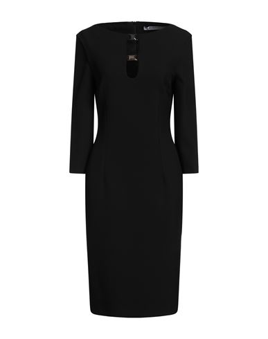 Simona Corsellini Woman Midi Dress Black Size 10 Polyester, Viscose, Cotton, Elastane