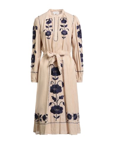 Antik Batik Woman Midi Dress Beige Size 10 Cotton