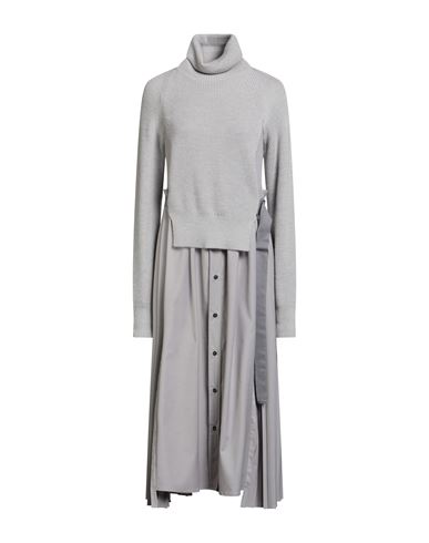 Weili Zheng Woman Midi Dress Light Grey Size 12 Virgin Wool, Polyester, Viscose, Elastane, Polyamide