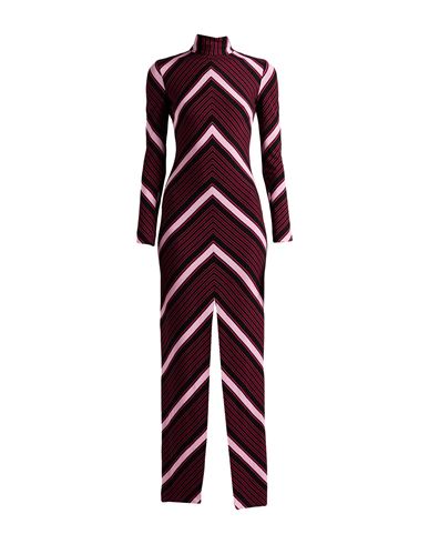 Missoni High Collar Long Sleeve Dress In Burgundy