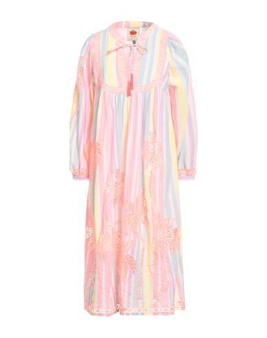 Farm Rio Woman Midi Dress Pink Size M Cotton