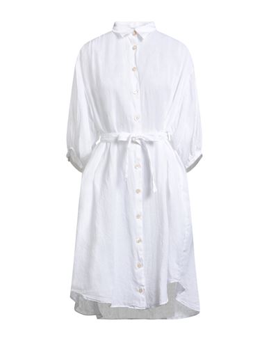 Academia Woman Midi Dress White Size L Linen In White