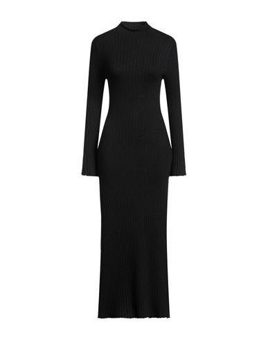 Majestic Filatures Woman Maxi Dress Black Size 1 Organic Cotton, Viscose, Elastane, Metallic Fiber In Black