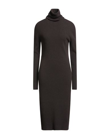 Fabiana Filippi Woman Midi Dress Dark Brown Size 14 Virgin Wool, Silk, Cashmere