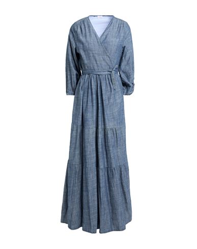 Rebel Queen By Liu •jo Woman Maxi Dress Navy Size L Cotton, Linen In Blue