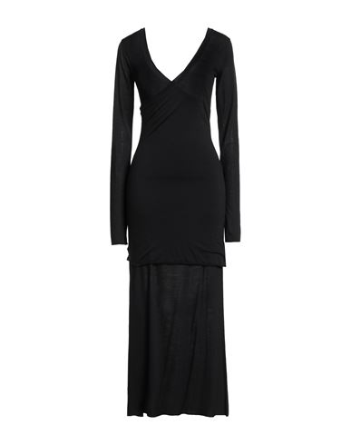 Isabel Benenato Woman Maxi Dress Black Size 0 Virgin Wool, Polyamide In Black