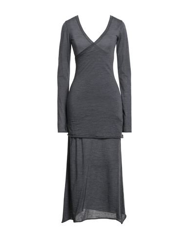 Isabel Benenato Woman Maxi Dress Charcoal Size 6 Virgin Wool, Polyamide In Gray