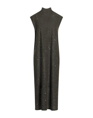 Gentryportofino Woman Midi Dress Military Green Size 12 Alpaca Wool, Mohair Wool, Viscose, Polyamide In Green