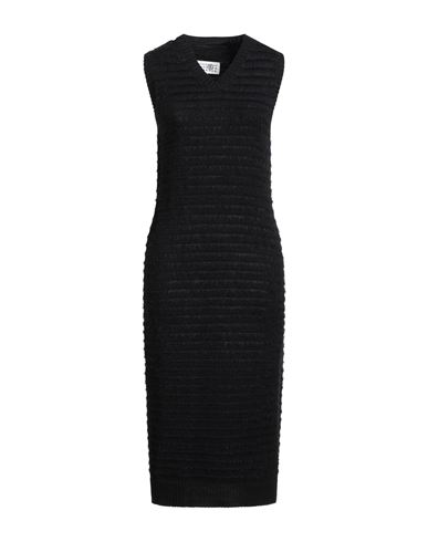 Mm6 Maison Margiela Woman Midi Dress Black Size M Acrylic, Virgin Wool, Polyamide In Black