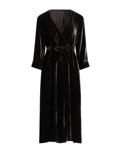 Uma Wang Woman Midi Dress Dark Brown Size L Viscose, Silk In Brown