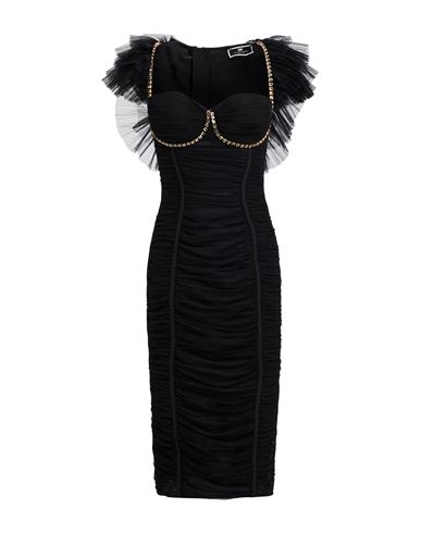 Elisabetta Franchi Woman Midi Dress Black Size 8 Polyamide, Elastane, Polyurethane In Black
