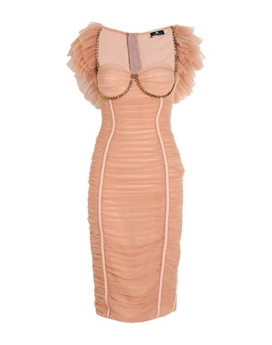 Elisabetta Franchi Woman Midi Dress Blush Size 8 Polyamide, Elastane In Brown