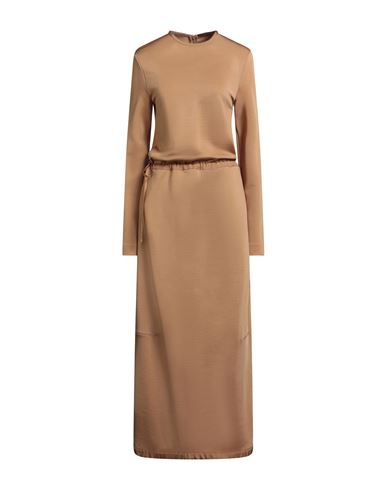 Jil Sander Woman Maxi Dress Camel Size 4 Viscose, Virgin Wool, Polyamide, Elastane In Brown