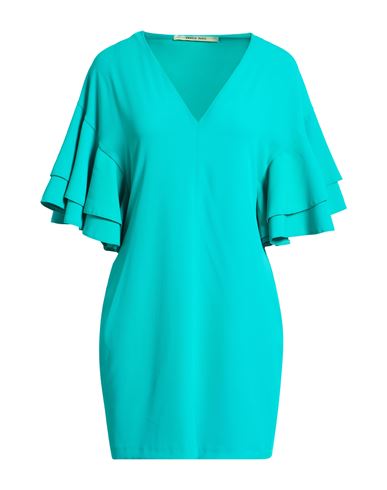 Angela Davis Woman Mini Dress Turquoise Size 8 Polyester, Elastane In Blue